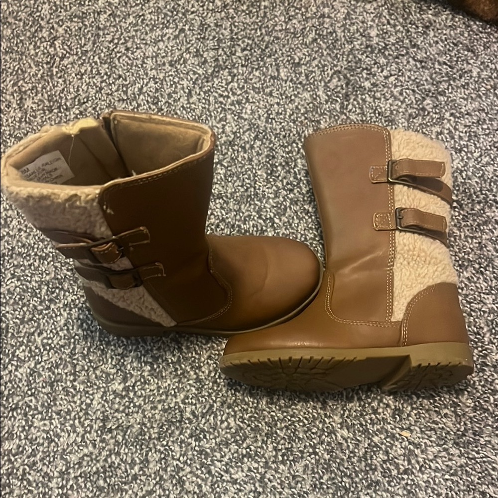 Rachel Shoes Brown and Cream Kids Boots